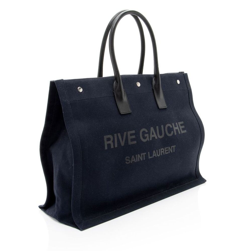 Saint Laurent Canvas Calfskin Rive Gauche Large Tote - Picture 2 of 6